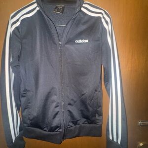 Adidas Men's Black Track Jacket with White Accents
